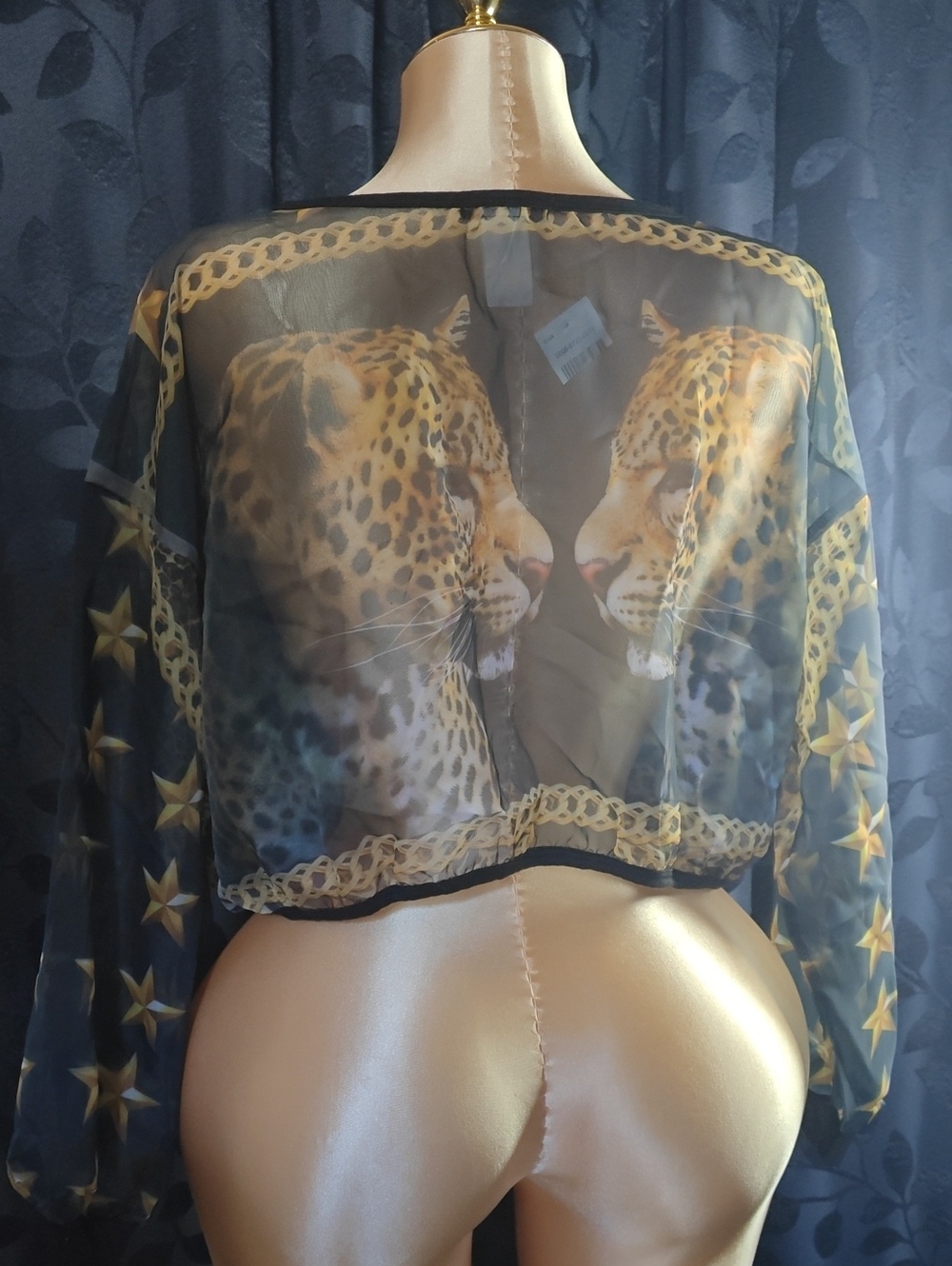 Sheer Black Leopard-Print Top - Picture 2 of 4